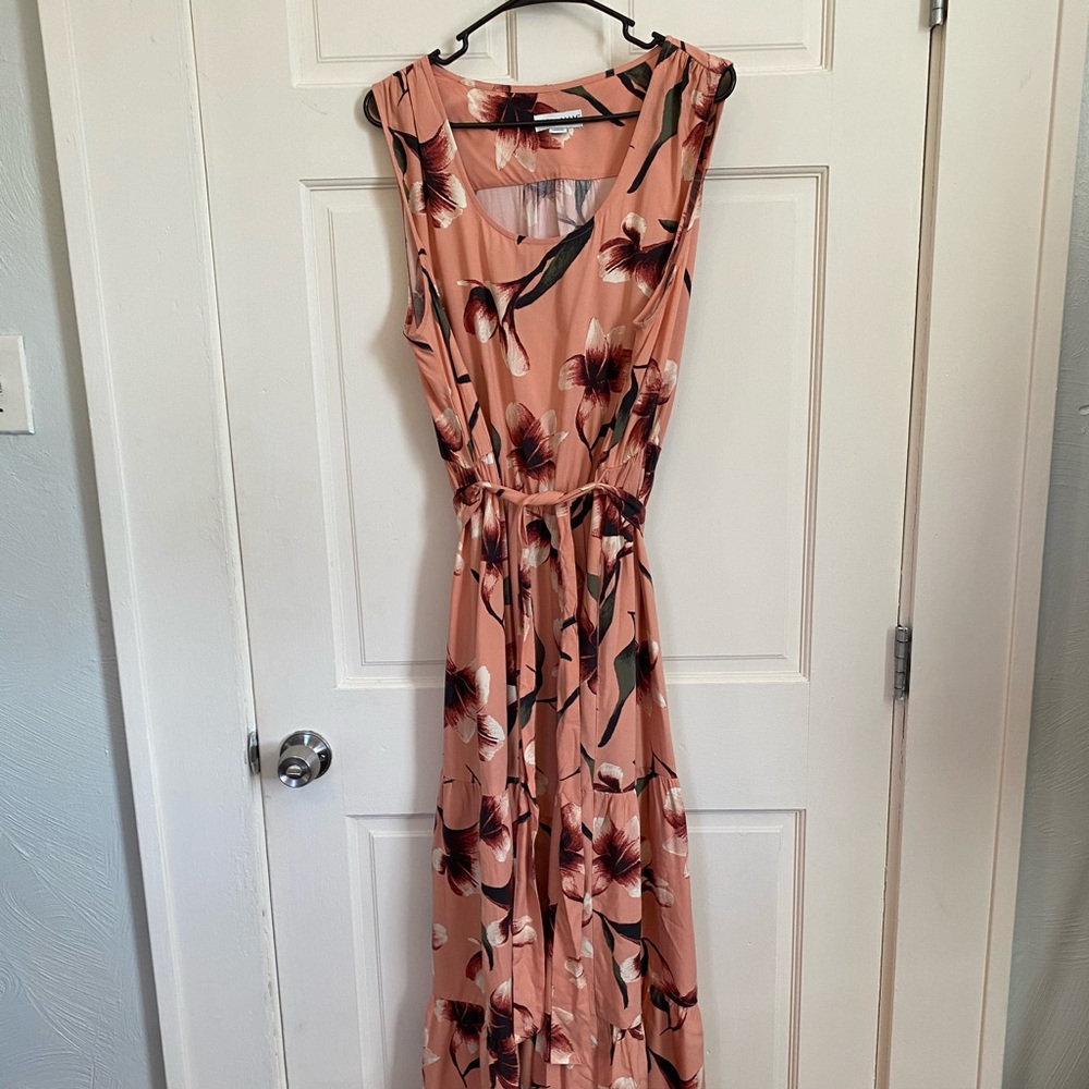 Ava & Viv Peach Floral Dress with pockets 1X